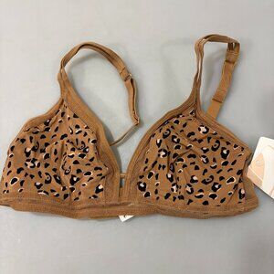 Lively M Latte Leopard Animal Print Nylon Spandex Bralette Bra Lightweight NEW